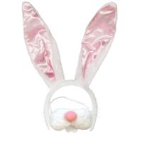 Verkleedset Konijn - roze/wit - diadeem met oren - snuit - paashaas - pasen - carnaval