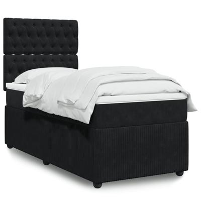 Boxspring met matras fluweel zwart 90x200 cm