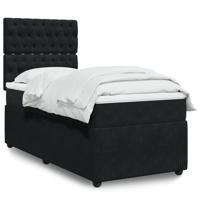 Boxspring met matras fluweel zwart 90x200 cm