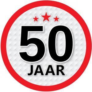 50 jaar leeftijd sticker - rond - Dia 15 cm - 50 jaar verjaardag/jubileum/leeftijd versiering