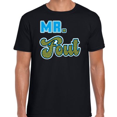 Verkleed t-shirt voor heren - Mr. Fout met pauwenprint - zwart/blauw - carnaval Verkleed t-shirt voor heren - Mr. Fout met pauwenprint - zwart/blauw - carnaval