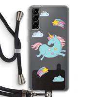 Vliegende eenhoorn: Samsung Galaxy S21 Plus Transparant Hoesje met koord