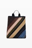 Middelgrote rugzak met leerlook en stiksels - BROWN - U Middelgrote rugzak met leerlook en stiksels - BROWN - U