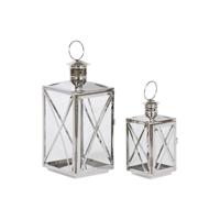 Lantaarn Home ESPRIT Zilverkleurig Kristal Staal Verchroomd 16 x 15 x 32 cm (2 Onderdelen)