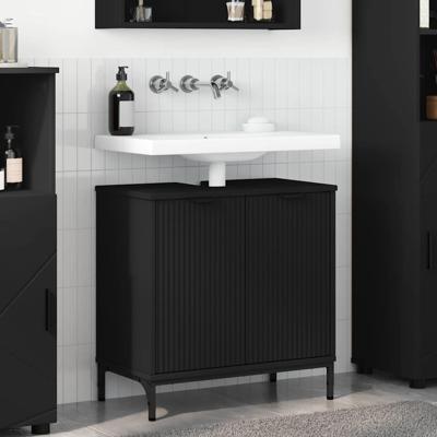 Badkamertenk te kast Zwart 60,5 x 33,5 x 61 cm Bewerkt hout