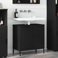 Badkamertenk te kast Zwart 60,5 x 33,5 x 61 cm Bewerkt hout