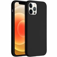 Accezz Liquid Silicone voor Apple iPhone 12 (Pro) Telefoonhoesje Zwart