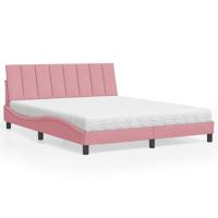Bed met matras fluweel roze 160x200 cm