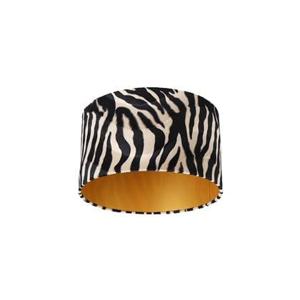 QAZQA Velours lampenkap zebra dessin 35|35|20 gouden binnenkant