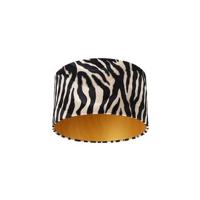 QAZQA Velours lampenkap zebra dessin 35|35|20 gouden binnenkant