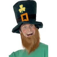 Smiffy's St Patricks day hoed - Set van 2x stuks - met baard - verkleed artikelen - Leprechaun hoed