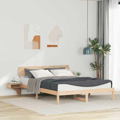 Bedframe met nachttafels Bruin 150 x 200 cm Massief grenenhout