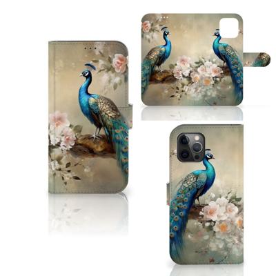 Telefoonhoesje | Met pasjeshouder | voor Apple iPhone 12 Pro Max Vintage Pauwen