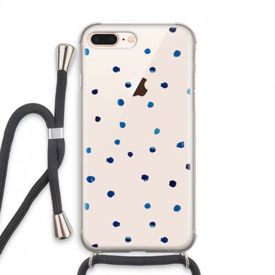 Blauwe stippen: iPhone 8 Plus Transparant Hoesje met koord