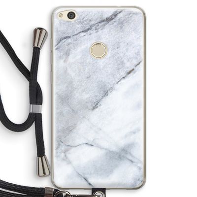 Witte marmer: Huawei Ascend P8 Lite (2017) Transparant Hoesje met koord