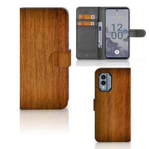 Nokia X30 Book Style Case Donker Hout