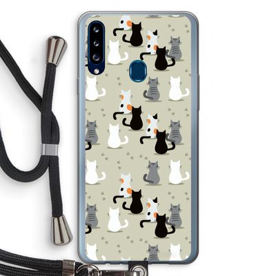 Katten: Samsung Galaxy A20s Transparant Hoesje met koord