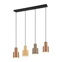Trio Leuchten Hanglamp Agudo 4 lichts L 80 cm zwart