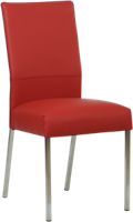 Rode leren moderne eetkamerstoel Real - poot vierkant rvs - Toledo Leer Ducati (rood leer)