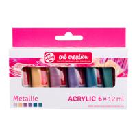 Acrylverf tac metallic 12ml set 6 kleuren
