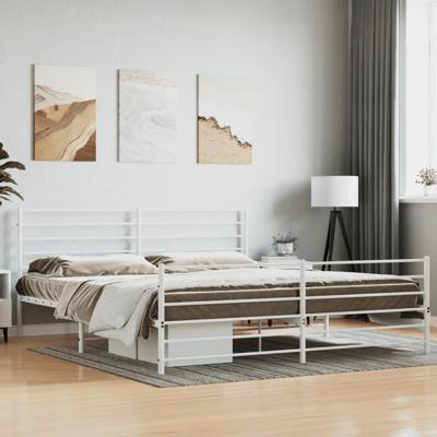 Bedframe met hoofd- en voeteneinde metaal wit 180x200 cm