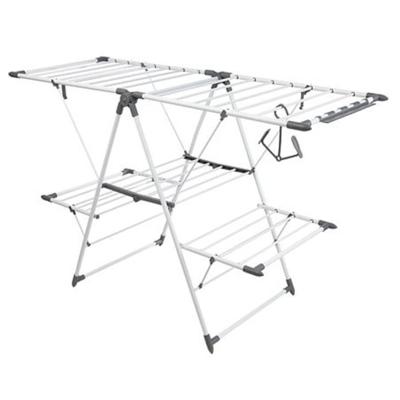 Storage Solutions Wasrek / droogrek - zilver - metaal - 156 x 61 x 96 cm - staand en inklapbaar