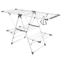 Storage Solutions Wasrek / droogrek - zilver - metaal - 156 x 61 x 96 cm - staand en inklapbaar