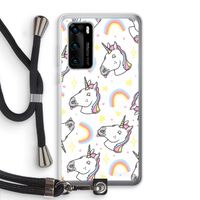 Rainbow Unicorn: Huawei P40 Transparant Hoesje met koord