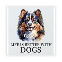 Cadeau tegel hondenliefhebber - Pomeriaan hond - keramiek - waterverf - 15 x 15 cm