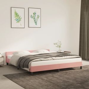 Bedframe met hoofdeinde fluweel roze 160x200 cm