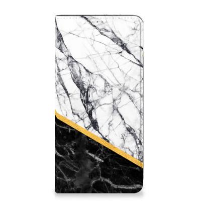 Samsung Galaxy A14 5G | Standcase | Marmer Wit Zwart - Origineel Cadeau Man Samsung Galaxy A14 5G | Standcase | Marmer Wit Zwart - Origineel Cadeau Man