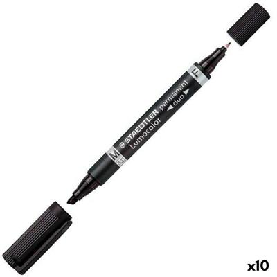 Permanente markeerstift Staedtler Lumocolor 348 Zwart (10 Stuks)
