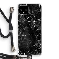 Zwart Marmer 2: Pixel 4 Transparant Hoesje met koord