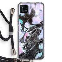Pastel zwart: Samsung Galaxy A22 5G Transparant Hoesje met koord