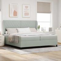 Boxspring bed met matras Lichtgrijs 200 x 200 cm Fluweel