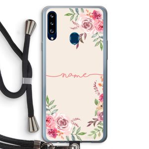 Rozen: Samsung Galaxy A20s Transparant Hoesje met koord