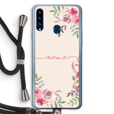 Rozen: Samsung Galaxy A20s Transparant Hoesje met koord