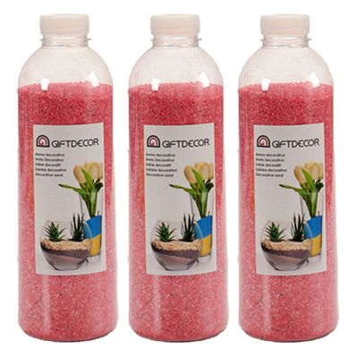 3x pakjes hobby/decoratiezand fuchsia roze 1,5 kg