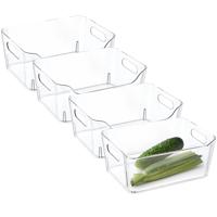 Koelkast/keuken organizer mand/bak - 4x - transparant - kunststof - L23 x B16 x H9 cm - groente lade