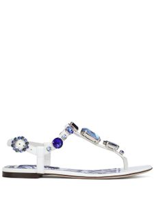 Dolce & Gabbana sandales en cuir verni à ornements - Blanc