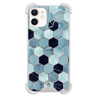 iPhone 12 mini shockproof hoesje - Blue cubes