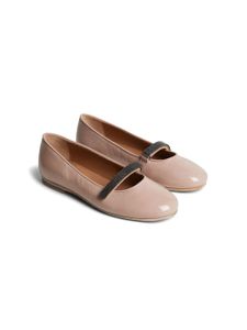 Brunello Cucinelli Kids ballerines en cuir à bout en amande - Rose