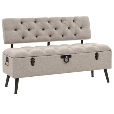 Opbergbank met rugleuning 110 cm stof crèmekleurig