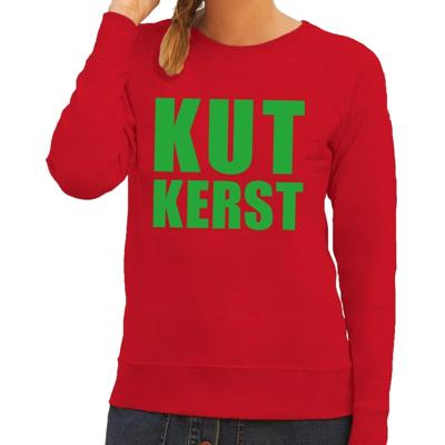 Bellatio Decorations Foute kersttrui - sweater - Kut Kerst tekst - rood - voor dames - Kersttruien