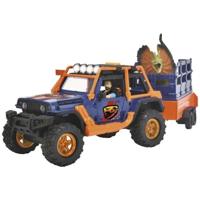 Dickie - Dinosaur Commander - 1 Jeep Wrangler met aanhanger + 1 gelede figuur + 2 dinosaurussen