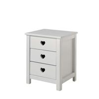 2e Halve Prijs Leen Bakker - Vipack Nachtkastje Amori - 3 Lades - MDF - Wit - 45x55x40 Cm