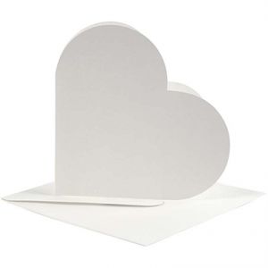 Blanco witte kaarten in hartvorm 10x stuks   -