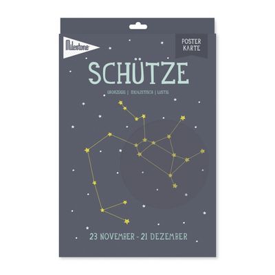 Milestone poster sterrenbeeld Boogschutter blauw/beige A 4 (de)