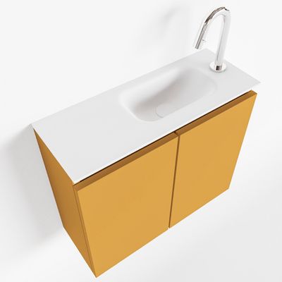 Toiletmeubel Mondiaz Ture | 60 cm | Meubelkleur Ocher | Eden wastafel Talc Rechts | 1 kraangat