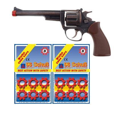 Speelgoed Revolver / pistool met plaffertjes voor een cowboy - metaal - 192 shots - verkleed spullen